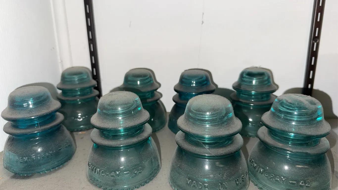 Vintage Hemingray-42 Aqua Blue Glass Insulators