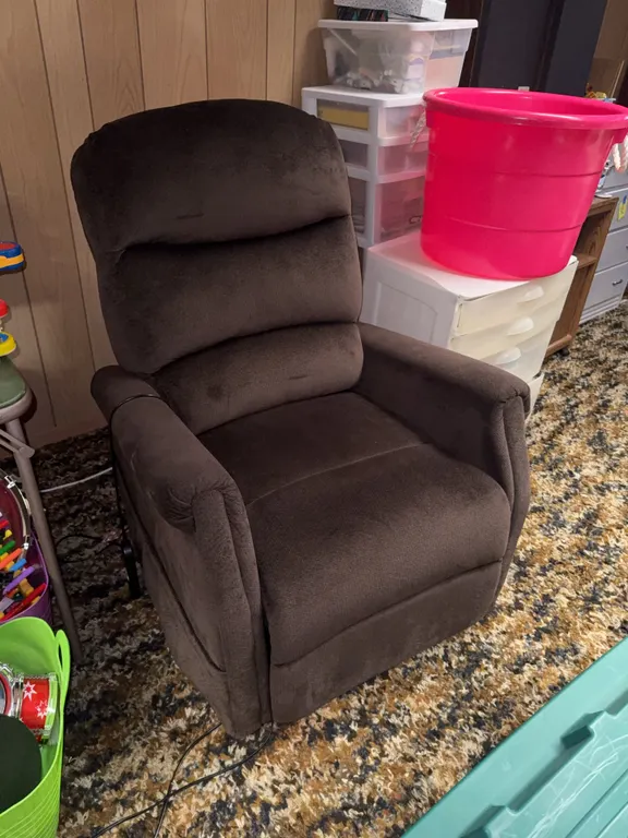 Electric Power Lift Recliner Chair – Dark Brown Upholstery