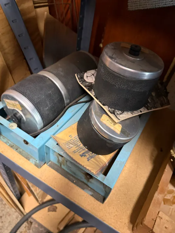Vintage Dual Rock Tumbler with Multiple Polishing Canisters