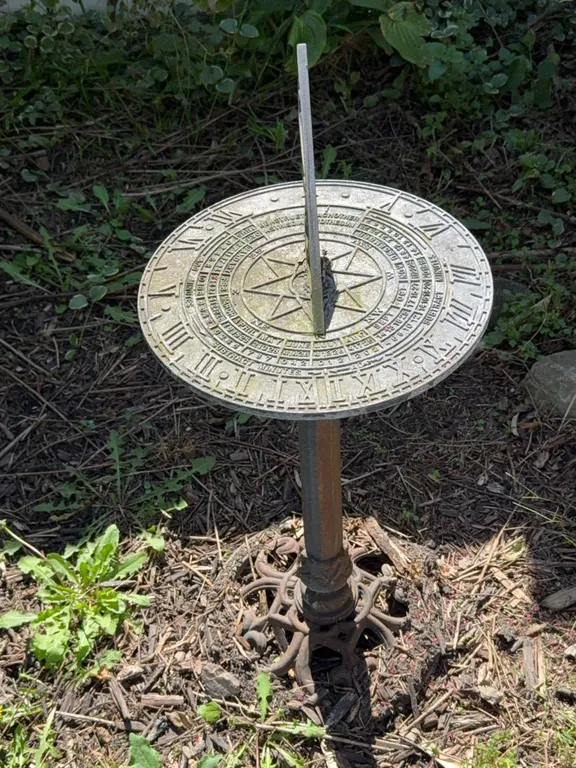 Decorative Metal Garden Sundial on Pedestal