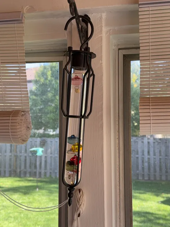 Hanging Galileo Thermometer with Decorative Metal Cage