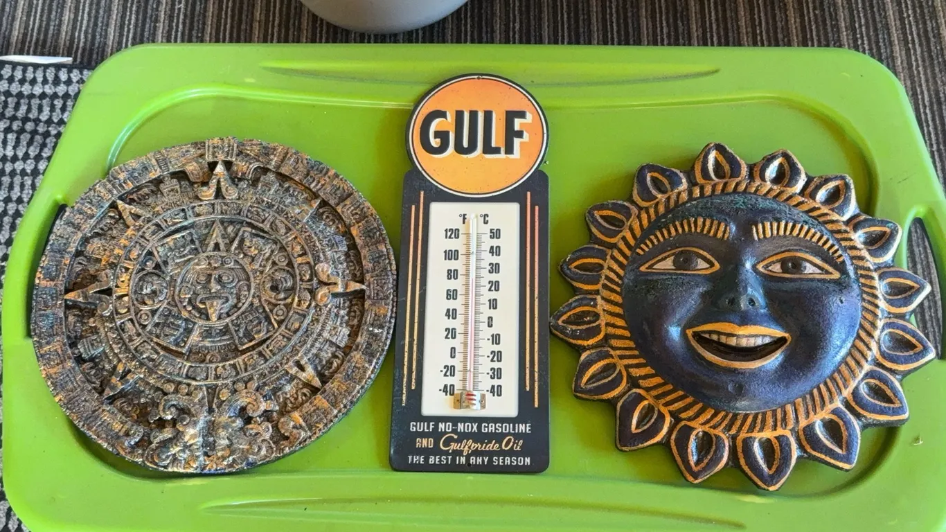 Vintage Gulf Gasoline Advertising Thermometer & Decorative Wall Art