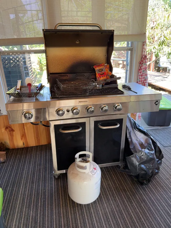 Stainless Steel Outdoor Gas Grill with Propane Tank & Accessories