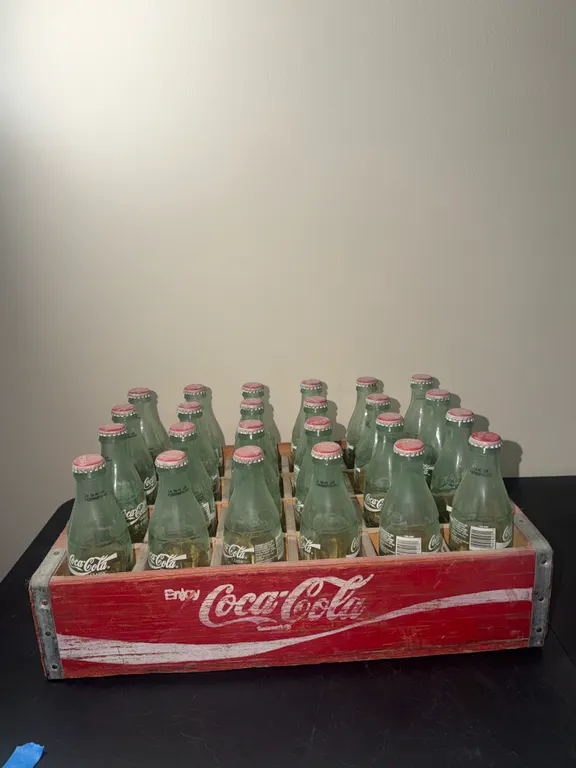 Vintage Coca-Cola Wooden Crate with Glass Bottles