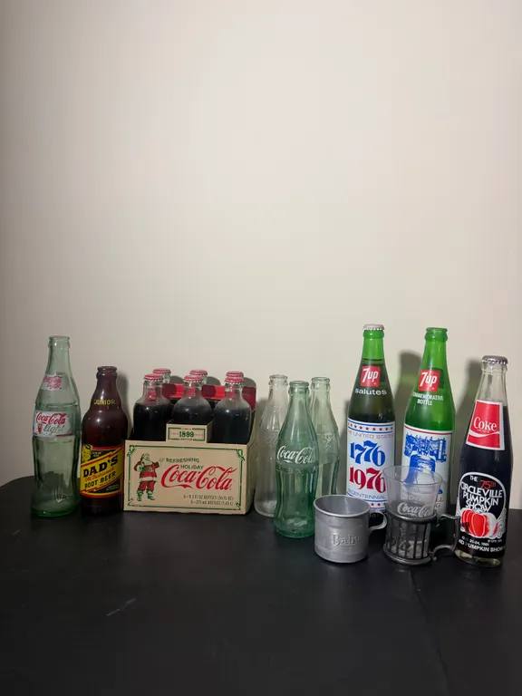 Vintage Coca-Cola, 7UP & Dad's Root Beer Advertising Bottle Collection