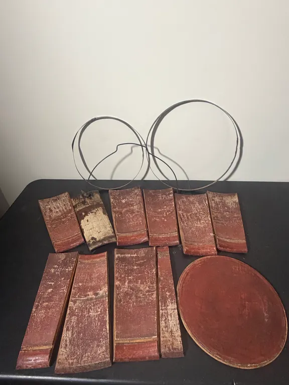 Antique Wooden Barrel with Metal Hoops – Disassembled