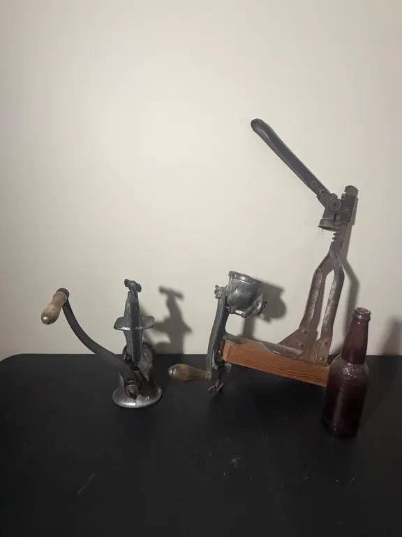 Antique Cast Iron Hand-Crank Kitchen Tools & Bottle Capper
