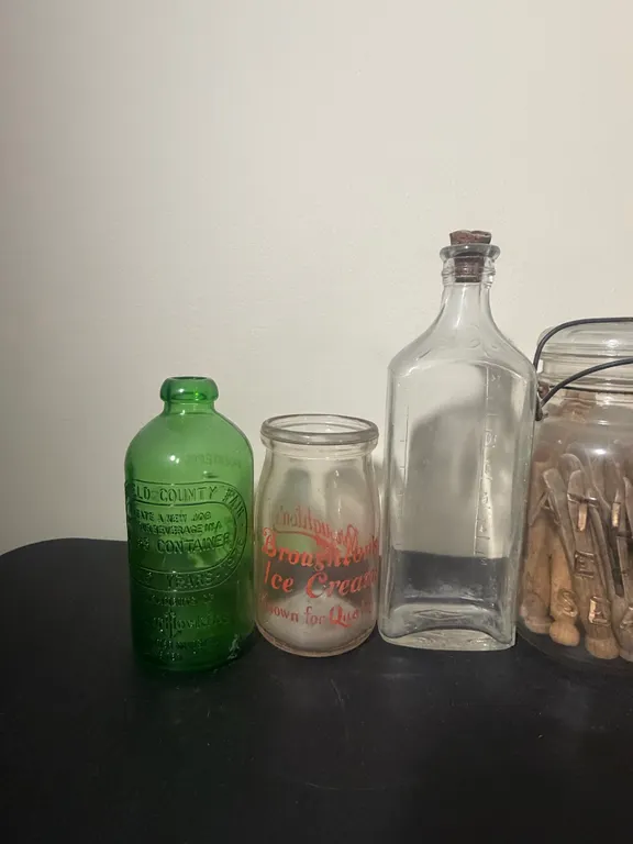 Vintage Advertising Bottles, Broughton's Ice Cream & Glass Jar