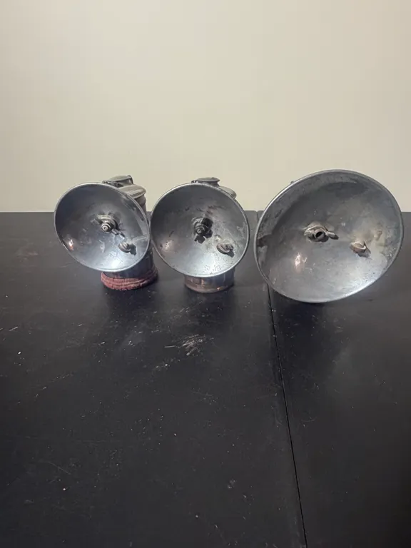 Vintage Metal Flashlight Reflectors & Lighting Parts – Set of 3