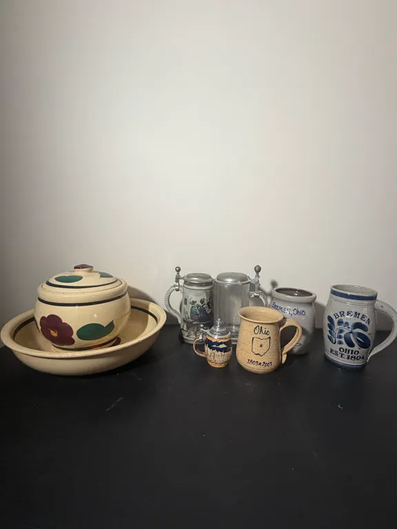 Vintage Stoneware Crocks, Ohio Souvenir Mugs & Beer Steins