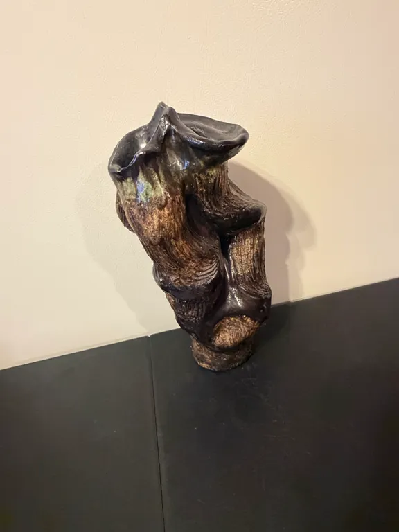Rustic Studio Pottery Sculptural Tree Trunk Vase