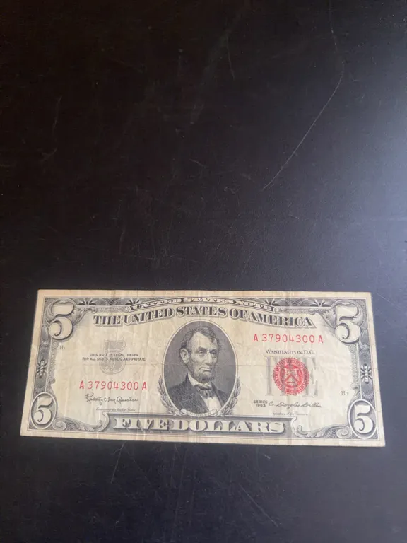 Vintage 1963 Series $5 Red Seal United States Note