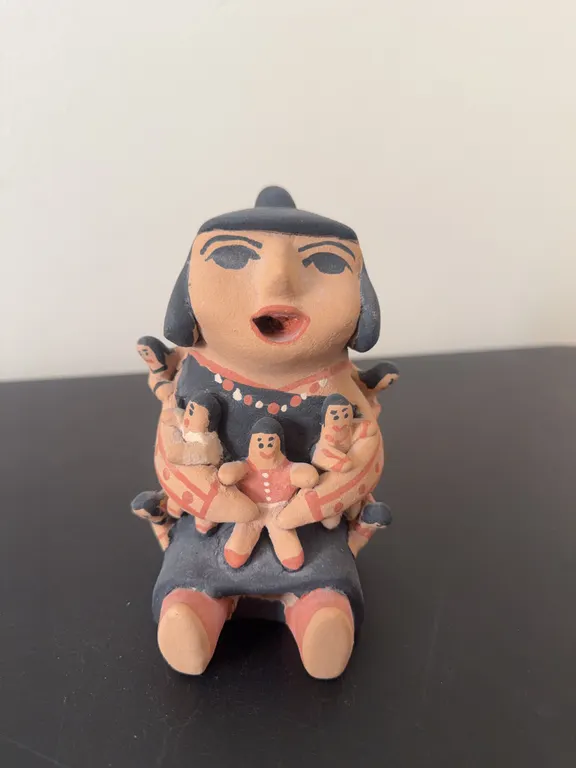 Native American Jemez Pueblo Storyteller Pottery Figurine by D.S. Loretto