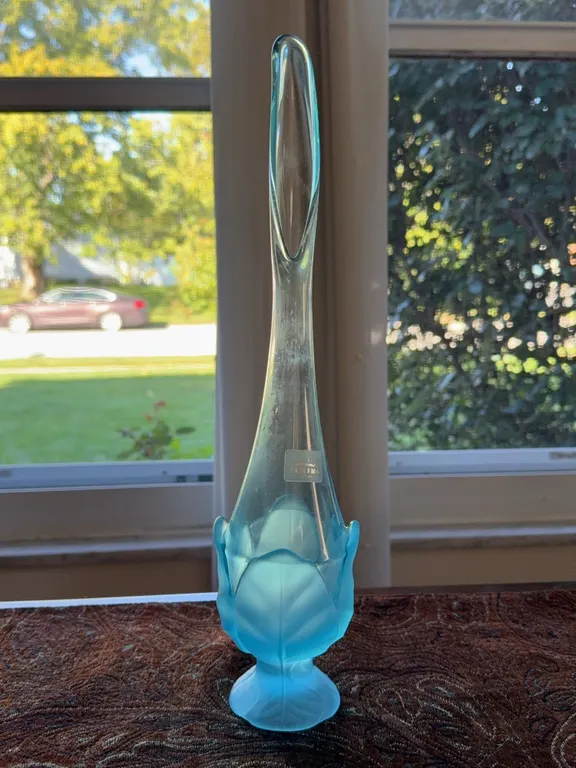 Vintage Viking Glass Bluenique Frosted Satin Swung Vase – Original Label
