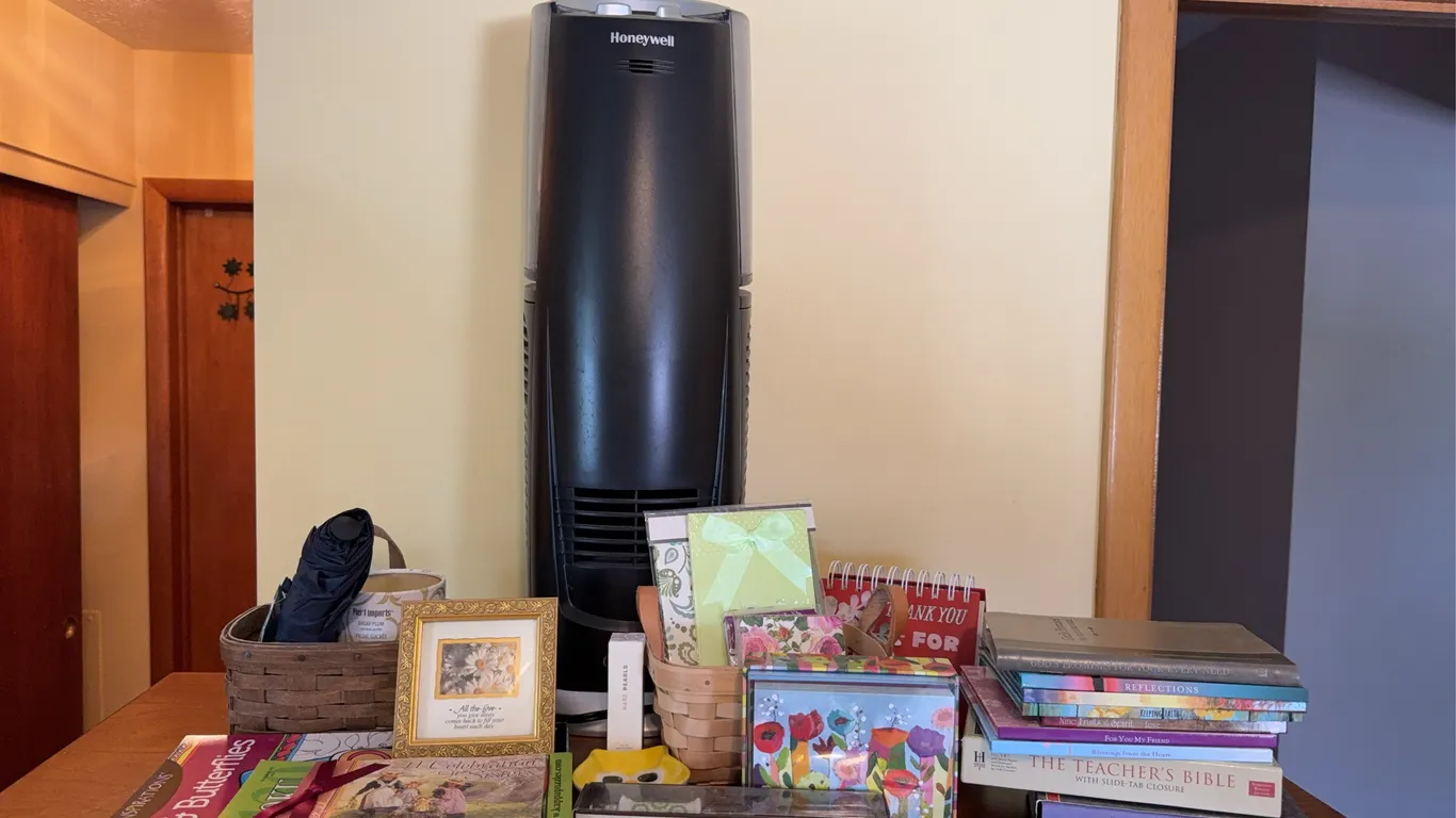 Honeywell Tower Fan, Books & Assorted Household Items