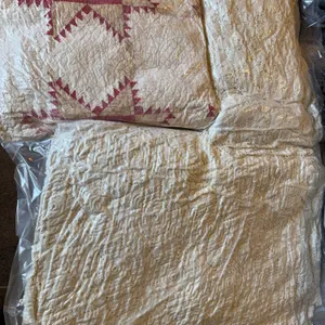 Vintage Patchwork Quilt & Cream Chenille Bedspreads