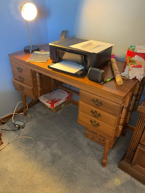 Vintage Wooden Double Pedestal Writing Desk