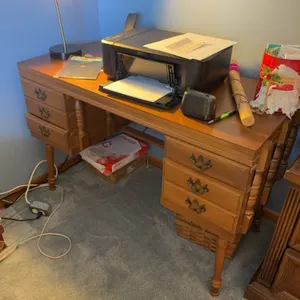 Vintage Wooden Double Pedestal Writing Desk