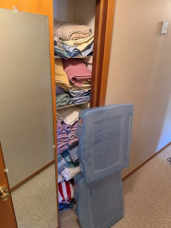 Large Assortment of Bath Towels, Linens & Storage Totes