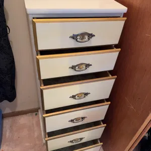 White Six-Drawer Lingerie Chest with Brass-Tone Hardware