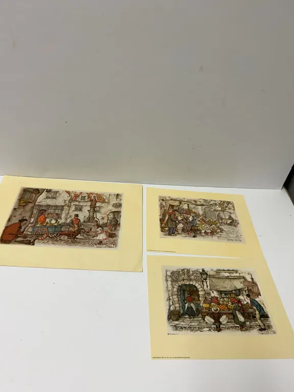 3 Anton Pieck Prints Donald Art Co NY Printed Holland
