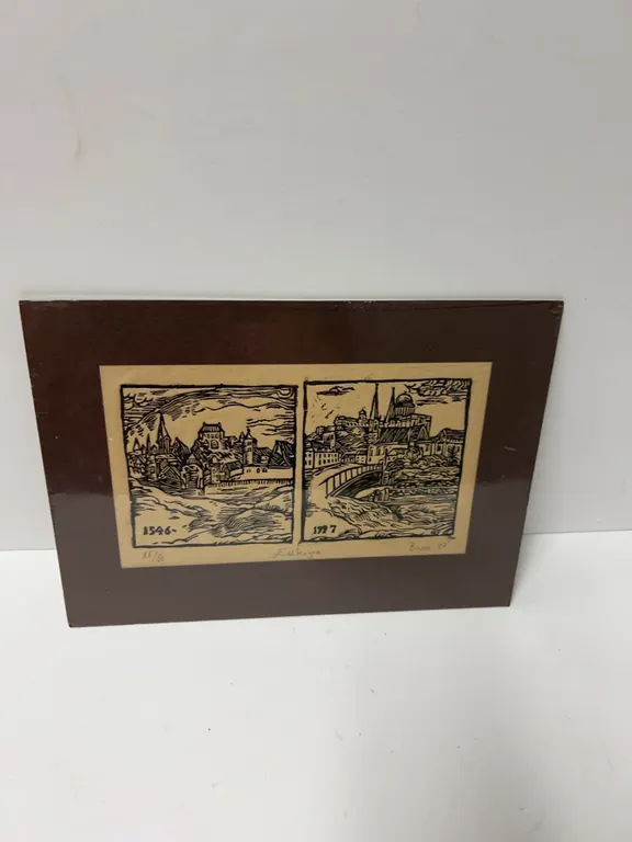 Baue 1997 Linocut Print, Esztergom, Numbered 11/50