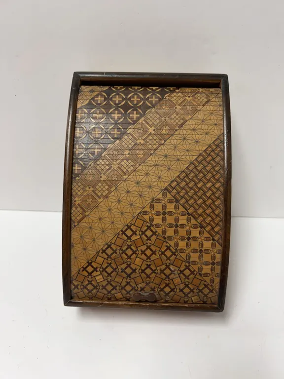 Japanese Yosegi Marquetry Puzzle Box with Divided Interior