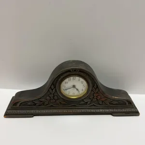 Carved Wood Mantel Clock with Floral Floral Details