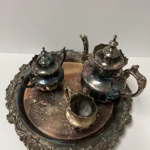 Derby Silver Co. Quadruple Plate Tea Set with Tray