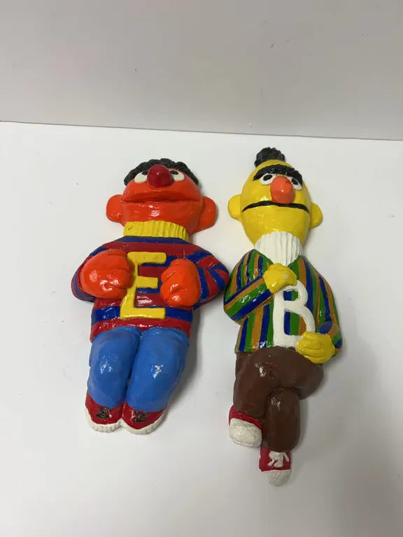 Handmade Wall Plaques Bert and Ernie by Amy Juhas 1979