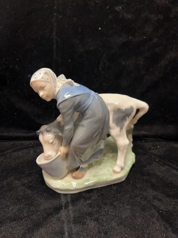 Royal Copenhagen Porcelain Figure Girl with Calf
