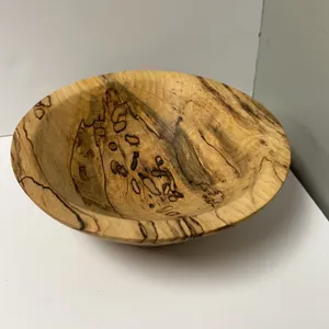 Hand-Turned Spalted Pecan Wood Bowl Signed by Maker