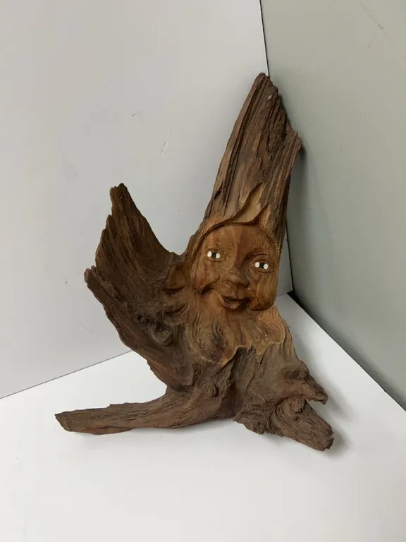 Carved Wood Tree Face Wall Hanging Folk Art Sculpture