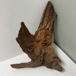 Carved Wood Tree Face Wall Hanging Folk Art Sculpture