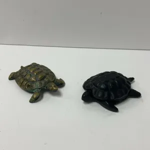 Cast Metal Tortoise Boxes, Hinged Lidded Pair