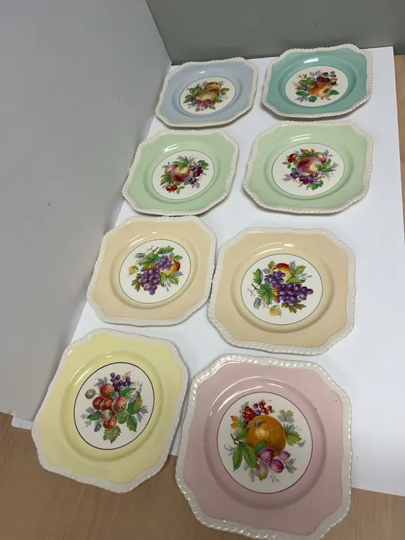 Johnson Bros England Square Fruit Plates Set of Eight
