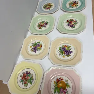 Johnson Bros England Square Fruit Plates Set of Eight
