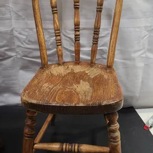 Wooden Spindle Back Chair With Turned Legs and Stretchers