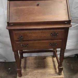 Wooden Drop Front Writing Desk with Two Drawers