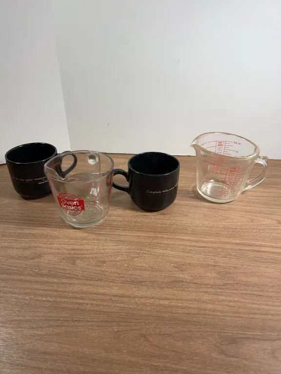 2 Glass Measuring Cups, 2 Benson & Hedges Mugs