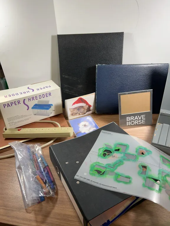 Office Supplies Bundle with Shredder, Binders, and Power Strip
