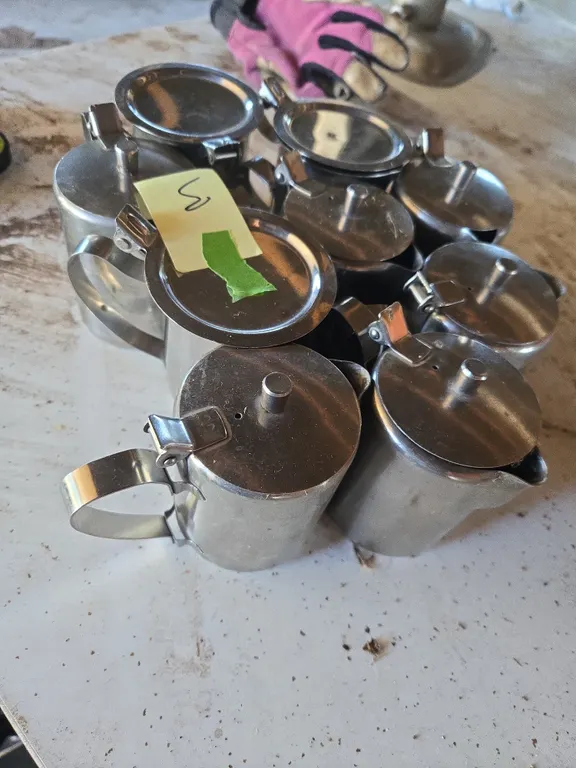 Vintage stainless steel countertop cream dispensers