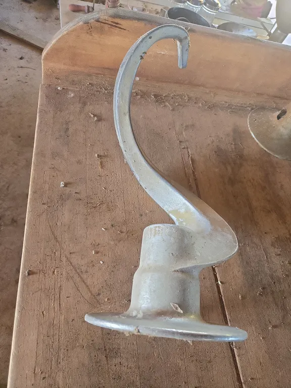 Vintage aluminum Hobart upright stand mixer dough hook