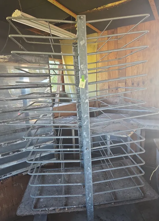Vintage galvanized restaurant bakery cooling rack