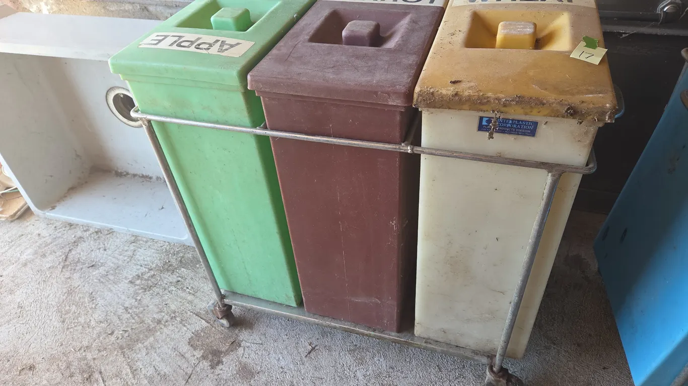 Vintage mobile triple ingredient bins