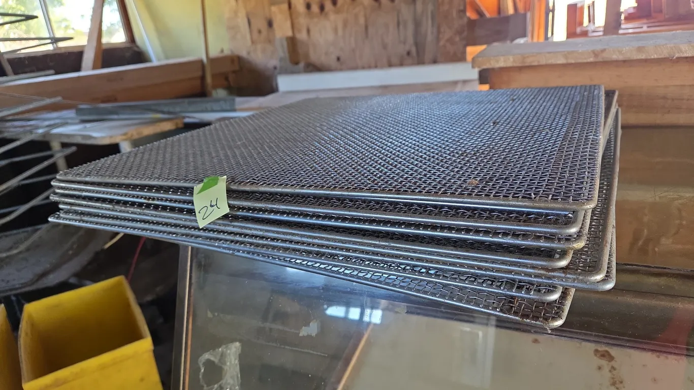 Vintage stainless steel donut deep frying screens