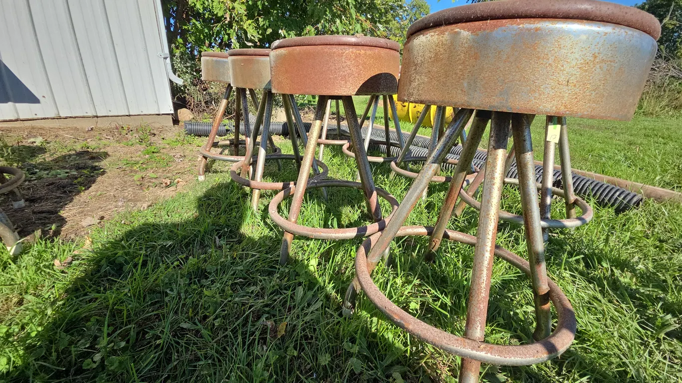 4 - Vintage padded Chrome plated diner counter bar stools
