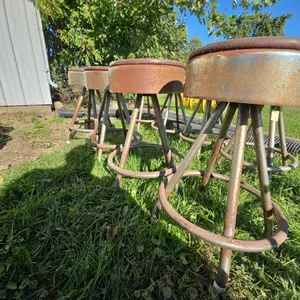 4 - Vintage padded Chrome plated diner counter bar stools