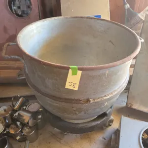 Vintage galvanized Hobart mixer 60 quart mixing bowl and rolling bowl cart