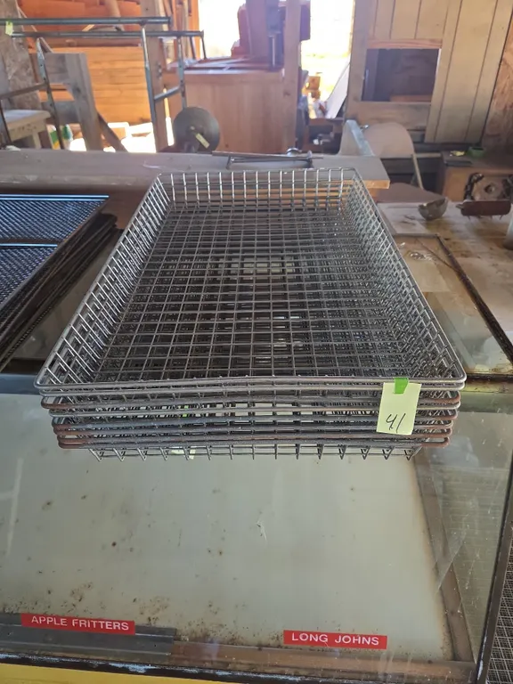 8 - vintage stainless steel wire donut cooling baskets